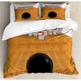 thumbnail image 1 of Ambesonne Bowling Party Duvet Cover Set, Alley Skittles, 2-Calking, Pale Brown Black White, 1 of 6