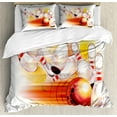 thumbnail image 1 of Ambesonne Bowling Party Duvet Cover Sets, Falling Skittles, 2-Queen, Red Yellow White, 1 of 7