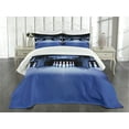 thumbnail image 1 of Ambesonne Bowling Party Quilted Bedspread Set 3 Pcs, Symmetrical Pins, King Size, Blue White Red, 1 of 5