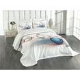 thumbnail image 1 of Ambesonne Bowling Party Quilted Bedspread Set 3 Pcs, Thrown Ball Hit, Queen Size, White Pale Blue Red, 1 of 5