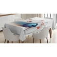 thumbnail image 1 of Ambesonne Bowling Party Tablecloth Rectangular Table Cover, Thrown Ball Hit, 52"x70", White Pale Blue Red, 1 of 4
