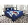 thumbnail image 1 of Ambesonne Bowling Quilted Bedspread Set 3 Pcs, Strike Red Ball Pins, King Size, Red Aqua Blue, 1 of 3