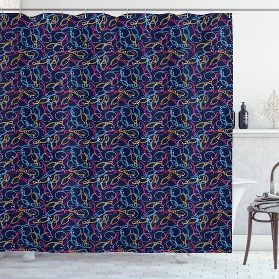 Ambesonne Bowling Shower Curtain, Vibrant Color Outlines, 69"Wx84"L, Multicolor