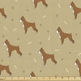 thumbnail image 1 of Ambesonne Boxer Dog Fabric by the Yard Upholstery, Brown Cartoon Puppies, 1 Yard, Pale Brown Caramel White, 1 of 4