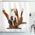 thumbnail image 1 of Ambesonne Boxer Dog Shower Curtain, Funny Playful Puppy Image, 69"Wx75"L, Pale Caramel Dark Brown, 1 of 4
