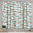 thumbnail image 1 of Ambesonne Boys Kitchen Curtains, Pattern Cars Graphic, 55"x45", Turquoise and Vermilion, 1 of 1