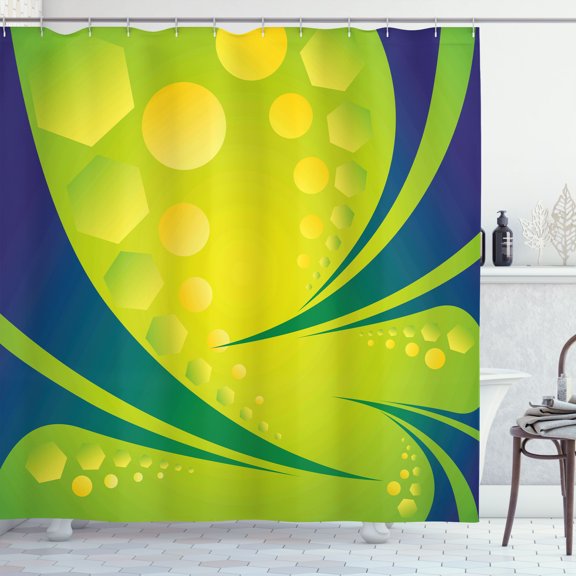 Ambesonne Brazil Shower Curtain, Geometric Green Blue Art, 69"Wx84"L, Pale Green and Dark Blue