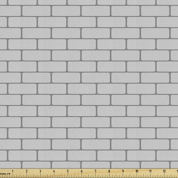 Ambesonne Brick Fabric by the Yard Upholstery, Geometric Greyscale, 10 Yards, Pale Grey and Dimgray