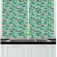 thumbnail image 1 of Ambesonne Brick Kitchen Curtains, Creative Image with Blocks, 55"x45", Seafoam Hunter Green, 1 of 1