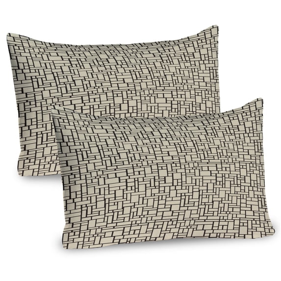 Ambesonne Brick Pillow Sham 2 Pack, Geometric Round Rectangles, 26"x20", Grey Yellow Dark Grey