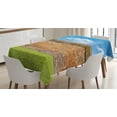thumbnail image 1 of Ambesonne Brick Tablecloth Rectangular Table Cover, Field Urban Sky, 52"x70", Red Green, 1 of 4
