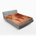thumbnail image 1 of Ambesonne Brick Wall Fitted Sheet, World Map on Brick Wall, Queen Size, Orange, 1 of 2