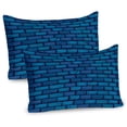 thumbnail image 1 of Ambesonne Brick Wall Pillow Sham 2 Pack, Blue Colored Stone Wall, 26"x20", Blue Petrol Blue, 1 of 3