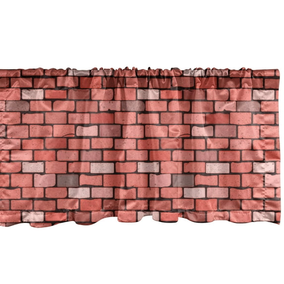 Ambesonne Brick Window Valance, Cartoon Style Wall Blocks, 42" x 12", Coral Multicolor