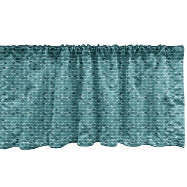 Ambesonne Brick Window Valance, Monotone Street Wall Scene, 54" X 12", Dark Teal Dark Seafoam