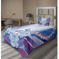 thumbnail image 1 of Ambesonne Bridal Fitted & Top Sheet Set with Sham, Valentines Roses Heart, Blue Purple Pink, 1 of 4