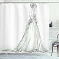 thumbnail image 1 of Ambesonne Bridal Shower Curtain, Cartoon Sketchy Bride, 69"Wx84"L, Black and White, 1 of 3