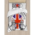 thumbnail image 1 of Ambesonne British Duvet Cover Sets, Flag Nostalgic National, 2-Twin, Pale Grey Navy Blue, 1 of 4