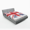 thumbnail image 1 of Ambesonne British Fitted Sheet, Grunge Kingdom Flag, Queen Size, White Red Indigo, 1 of 2