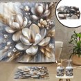 thumbnail image 1 of Ambesonne Brown Bathroom Decor Set in a Gift Box, Magnolia Petals Grunge Back, 4 Pcs, Umber and Blue Grey, 1 of 7