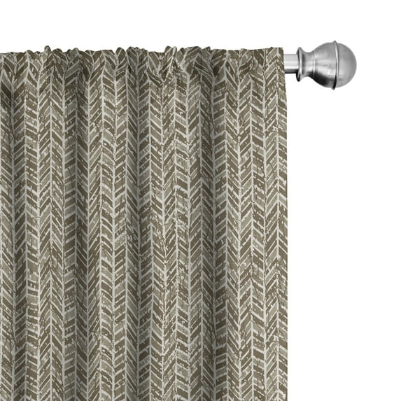 Ambesonne Brown Beige Window Curtains, Herringbone Arrows Art, Each 28" W x 84" L, Taupe Dark Tan and White