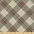 thumbnail image 1 of Ambesonne Brown Beige Fabric by the Yard Upholstery, Earthy Checkered Design, 1 Yard, Dark Tan and Pale Mustard, 1 of 5