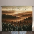 thumbnail image 1 of Ambesonne Brown Curtains 2 Panel Set, Landscape Panorama Sunset, 108" x 63", Caramel Evergreen, 1 of 2
