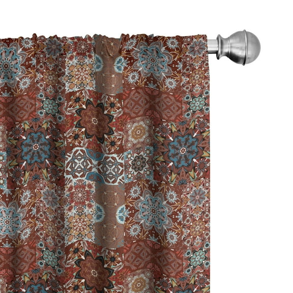 Ambesonne Brown Curtains, Victorian Mandala, Pair of 28"x95", Multicolor