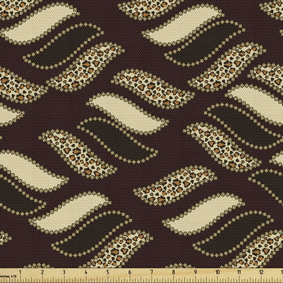 Ambesonne Brown Fabric by the Yard Upholstery, Cheetah Skin Pattern Savannah, 10 Yards, Redwood Brown