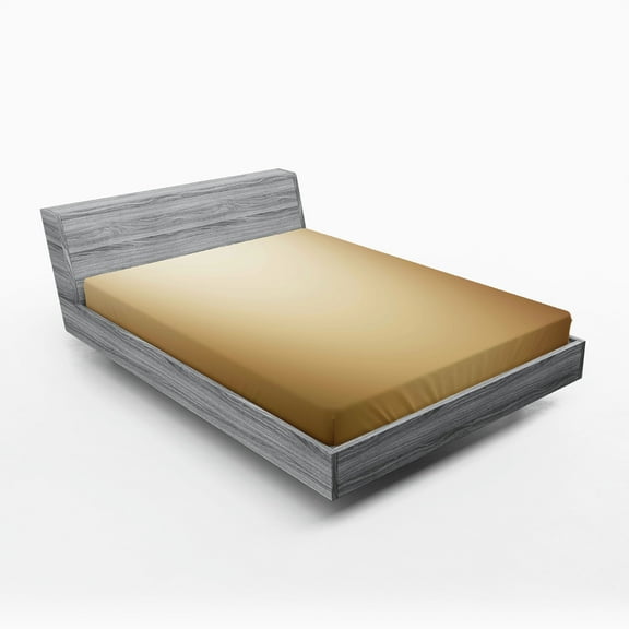 Ambesonne Brown Fitted Sheet, Abstract Plain Modern, Full Size, Pale Brown Cream