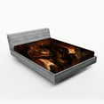thumbnail image 1 of Ambesonne Brown Fitted Sheet, Angry Molten Dragon Motif, Queen Size, Yellow and Brown, 1 of 2