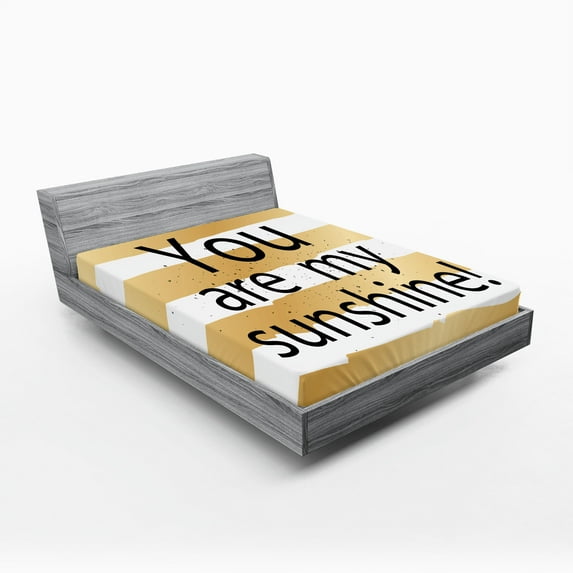 Ambesonne Brown Fitted Sheet, Love Romance White Ombre, Full Size, Black Yellow