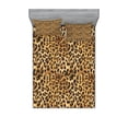 thumbnail image 1 of Ambesonne Brown Fitted Sheet & Pillow Sham Set, Leopard Print, Queen, Brown, 1 of 2