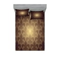 thumbnail image 1 of Ambesonne Brown Fitted Sheet & Pillow Sham Set, Royal Flower, King, Brown, 1 of 2