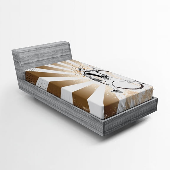 Ambesonne Brown Fitted Sheet, Retro Baseball Pop Art, Twin XL Size, Brown White