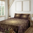 thumbnail image 1 of Ambesonne Brown Fitted & Top Sheet Set with Shams, Royal Flower, Brown, 1 of 5