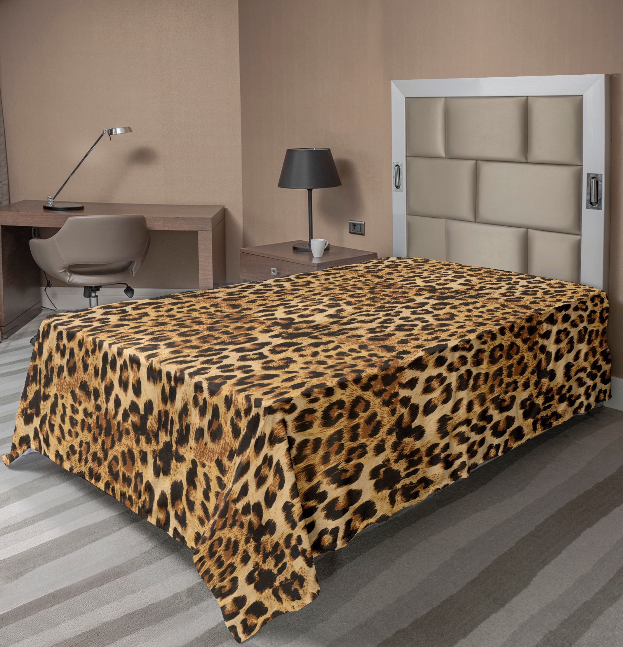 Twin Leopard Print Polyester Microfiber Flat Sheet