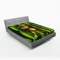 thumbnail image 1 of Ambesonne Brown Green Fitted Sheet, Wild Monkey, Full Size, Brown and Fern Green, 1 of 2