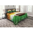 thumbnail image 1 of Ambesonne Brown Green Quilted Bedspread Set 3 Pcs, Grass Turf Field Team, King Size, Brown Green, 1 of 3