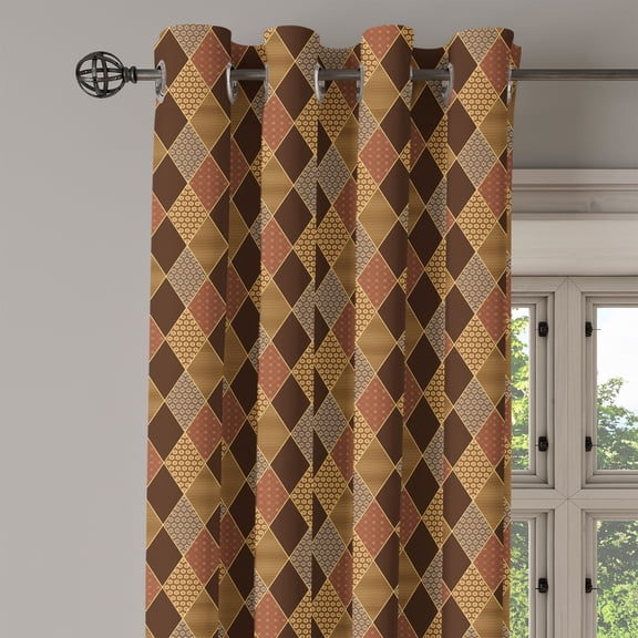 Ambesonne Brown Grommet Curtain Single Panel, Classic Lozenge Pattern, 50"x60", Pale Brown Cinnamon