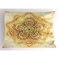 thumbnail image 1 of Ambesonne Brown Mandala Pillow Sham, Overlapped Leaves, 36" X 20", Brown Ginger and Yellow, 1 of 2