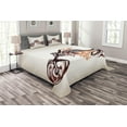 thumbnail image 1 of Ambesonne Brown Orange Quilted Bedspread Set 3 Pcs, Curvy Floral Bike, King Size, Warm Taupe Burgundy, 1 of 4