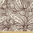 thumbnail image 1 of Ambesonne Brown Paisley Fabric by the Yard Microfiber, Intertwined Leaves, 5 Yards, Dark Mauve and Champagne, 1 of 2