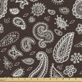 thumbnail image 1 of Ambesonne Brown Paisley Fabric by the Yard Upholstery, Damask Flowers Motif, 5 Yards, Brown and White, 1 of 4