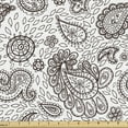 thumbnail image 1 of Ambesonne Brown Paisley Fabric by the Yard Upholstery, Tribal Flower Damask, 1 Yard, Brown and White, 1 of 4