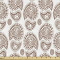 thumbnail image 1 of Ambesonne Brown Paisley Fabric by the Yard Upholstery, Vintage Fashion Folk, 3 Yards, Pale Chocolate and White, 1 of 4