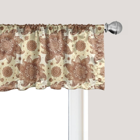 Ambesonne Brown Paisley Window Valance, Autumn Tones Damask, 54" X 12", Cream Paprika Ivory