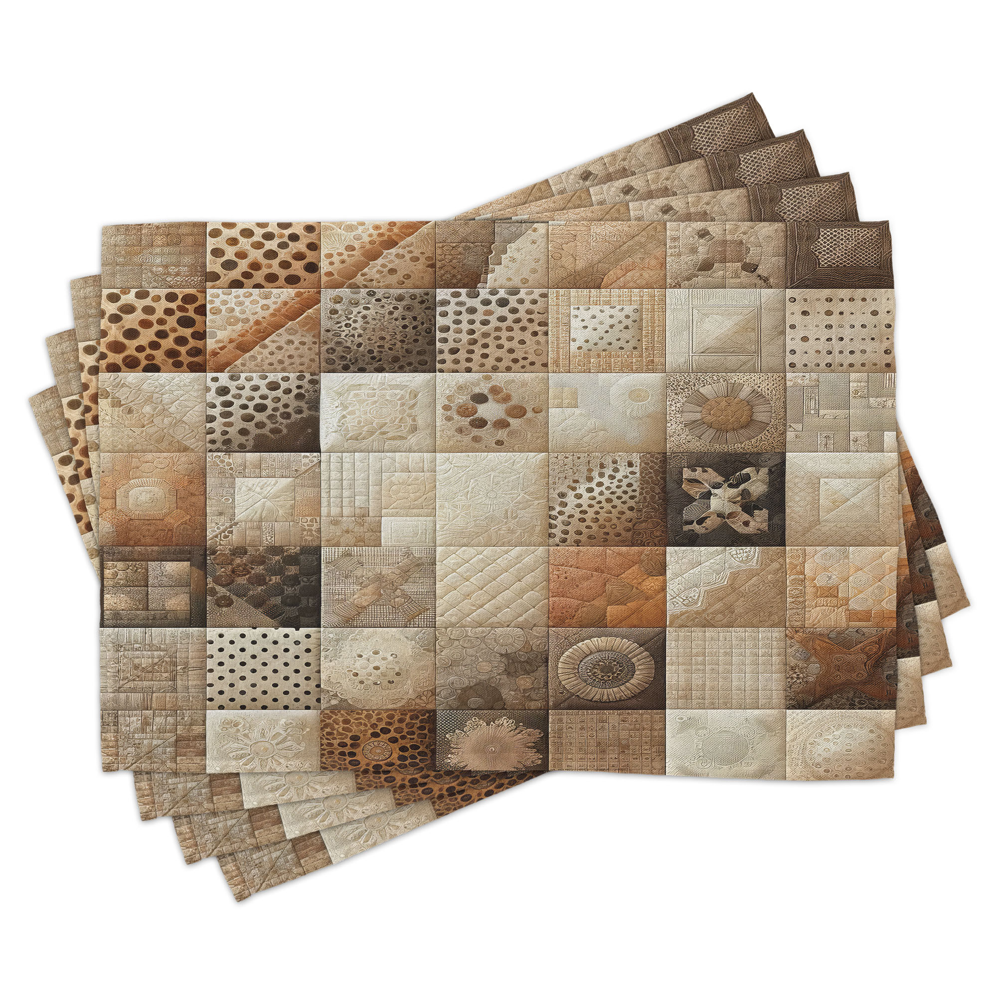 Ambesonne Beige and Brown Place Mats Set of 4, Classical Rococo 並行輸入品 : Ambesonne Beige Stall Shower Curtain, Faded Tiles Wood