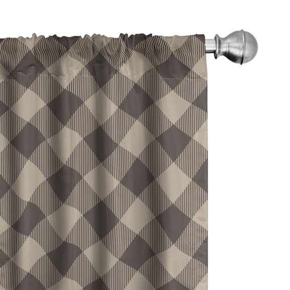 Ambesonne Brown Plaid Window Curtains, Plaid Pattern Vintage, Each 28" W x 95" L, Pale Sepia Dark Taupe