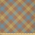 thumbnail image 1 of Ambesonne Brown Plaid Fabric by the Yard Microfiber, Squares Overlapping, 2 Yards, Blue Grey Pale Caramel, 1 of 2